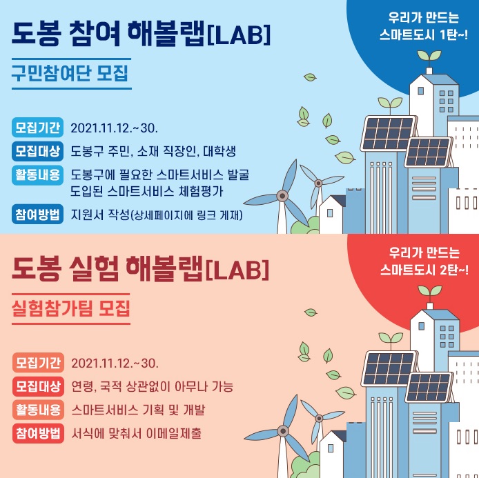 우리가 만드는 스마트도시...＇도봉 LAB＇ 1, 2탄 참여자 모집